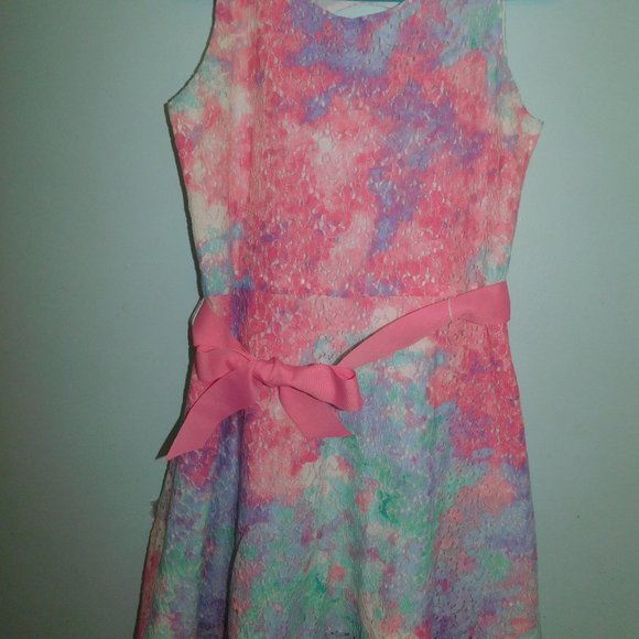 Children's Place Pastel Tie Dye Lace Overlay Dress, Girls Size 16